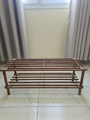 Solid Wood 2-Tier Shoe Rack / Small Bench - Light Brown