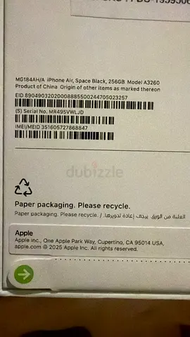 iPhone 17 Air 256gb Black brand new sealed