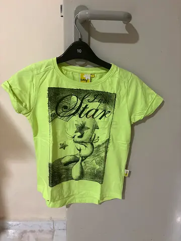 Neon Yellow Graphic T-shirt, Size 10 - Casual Short Sleeve