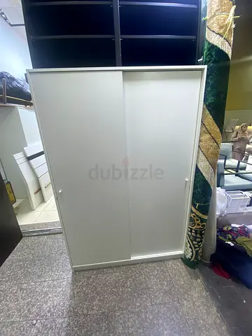 Wardrobe with sliding doors, white, 117x55x176 cm