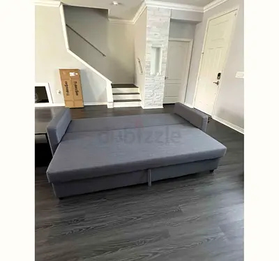 Grey Fabric Pull Out Sofa Bed