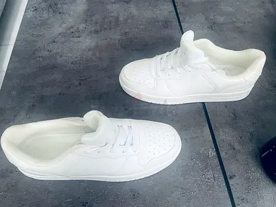 Sun & Sands branded Plain White Casual Sneakers - Unisex Low-Top, Size 41