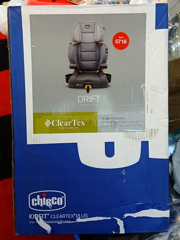 Chicco KidFit ClearTex Plus 2-in-1 Booster Car Seat - Drift Grey (Like New)