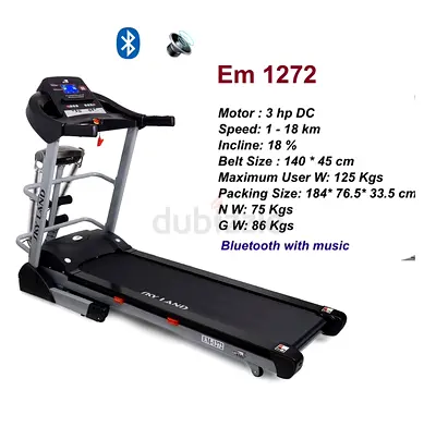 My Land EM-1272 Treadmill - 3 HP, Bluetooth, Incline, foldable with vibration and massage belt