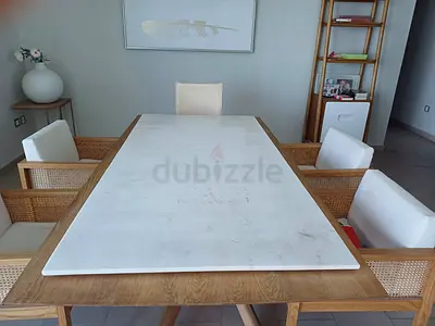 Solid Oak Dining Table with or without Marble Top - Heavy sturdy wood