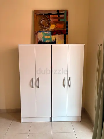 Compact wooden Cupboards with 2 doors ( Set of 2)