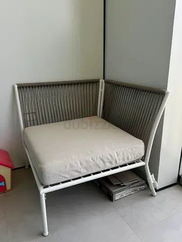 IKEA outdoor corner patio chair with cushion - white frame — perfect condition
