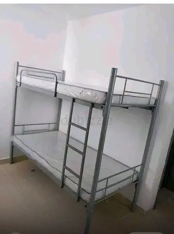 Metal Bunk Bed Frame with Mattresses - Silver, 90X190 CM