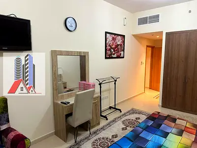 Furnished 2-bedroom apartment with living room for monthly rent in Ajman One Towers - Al Rashidiya Includes bills . Luxurious furnishings.
