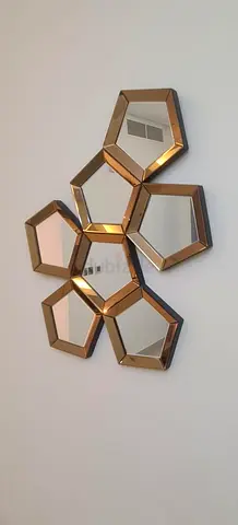 Geometric Honeycomb Wall Mirror - Gold Finish (Set of 6 Linked Mirrors)