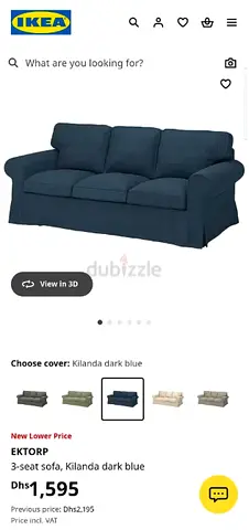 IKEA EKTROP 3-Seater Sofa BLACK