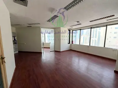 Spacious 1350 sq ft commercial office in Al Majaz 1 Corniche with 6 rooms meeting room kitchen bathrooms modern finishes and parquet flooring