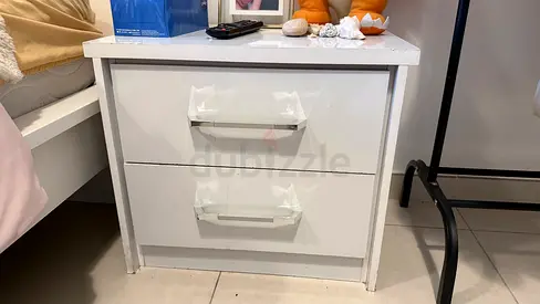2 White 2-Drawer Bedside Table / Nightstand - Good Condition