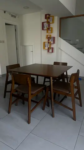 Modern Wooden Dining Table with 4 Chairs
