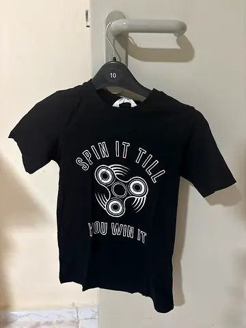 Black Graphic T‑Shirt with Spinner Print boys