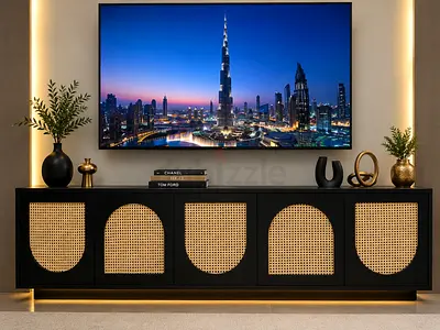 Rattan tv console