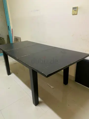 Solid black wooden dining table extendable - sturdy.. two type designs…