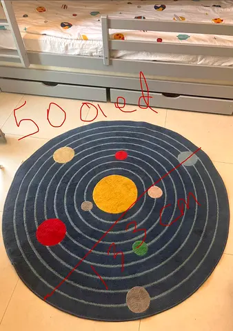 Round Kids Rug with Solar System Design - Good Condition