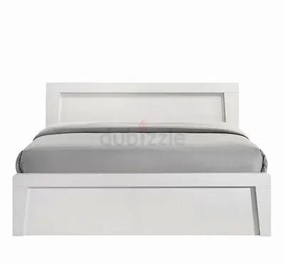 White Wooden Double Bed Frame with Headboard size 150 x 200. Without mattress.