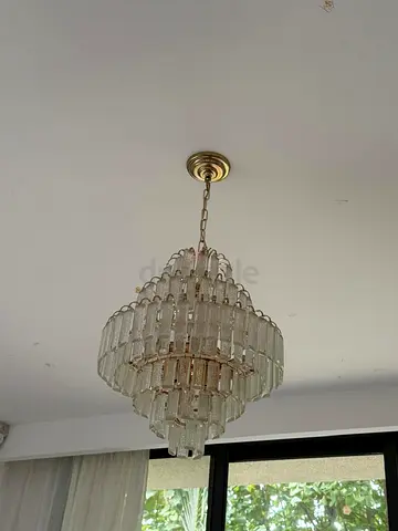 Vintage tiered glass chandelier - good condition