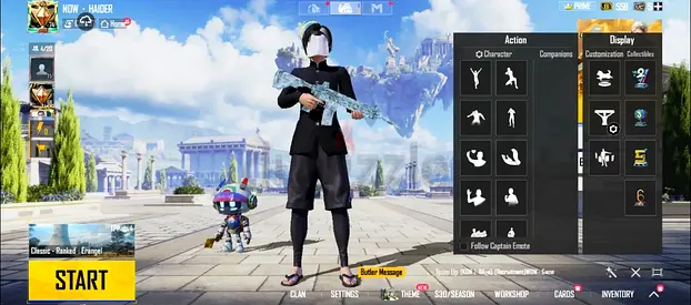 *PUBG Mobile account with skins and inventory (GLACIER MAXX AND RARE EMOTES*)🌸
