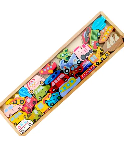 26pcs Wooden Vehicles Set A – z name Cars, Boats & Planes mode of transports