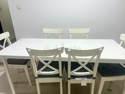 IKEA expanded table with 6 chairs