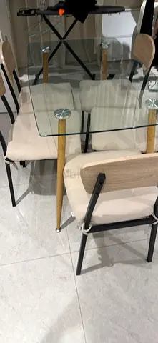 Modern Glass Dining Table + 6 PAN Home Dining Chairs
