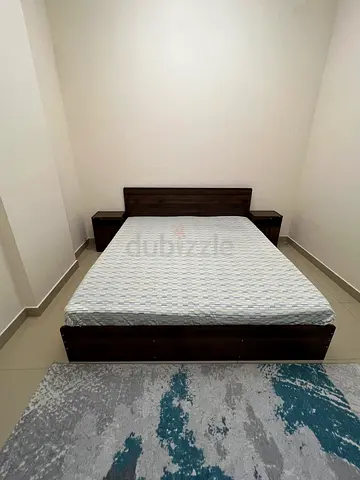 2 Queen wooden bed frame with headboard and bed side table and dressing mirror