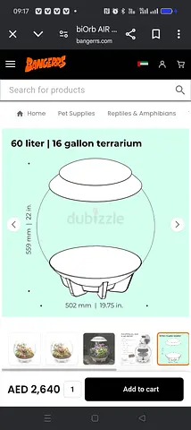 60L (16 gal) Glass Terrarium / Vivarium - Round
