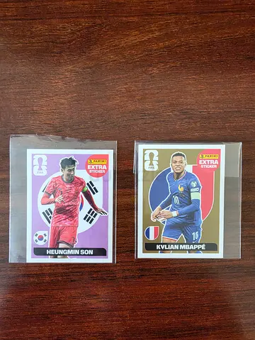Panini 2026 World Cup EXTRA stickers - Kylian Mbappe GOLD and Son PURPLE