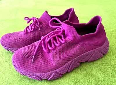 Purple knitted slip-on sneakers, size 40 EU