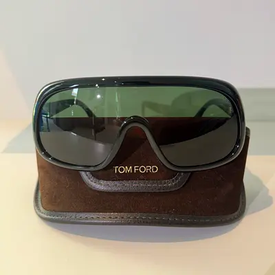 Tom Ford Oversized Black Shield Sunglasses with Case