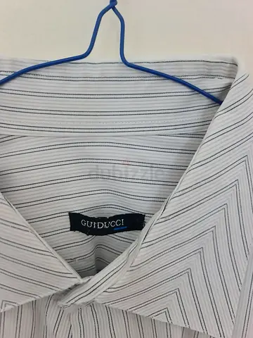 Shirt - Guiducci Formal Shirt, White with lines - Size (L) 42