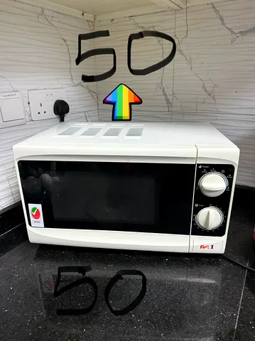 Used White Countertop Microwave Oven - Classic Dial Controls