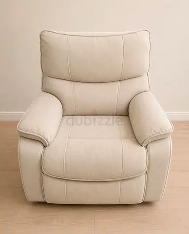 Beige Single Recliner Armchair - Comfortable Fabric Seat