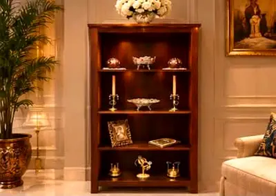 Marina Solid Wood 4-Shelf Bookcase / Display Cabinet - Classic Finish