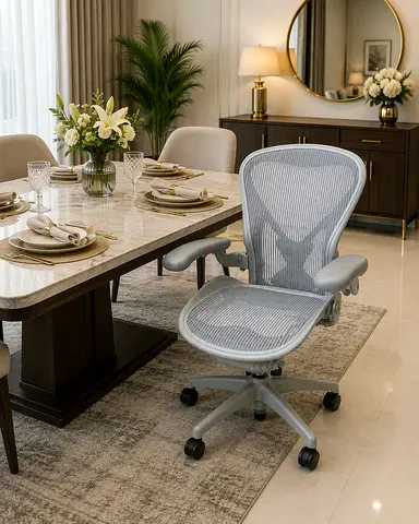 Herman Miller Ergonomic Grey Mesh Office Chair — Adjustable, Good Condition