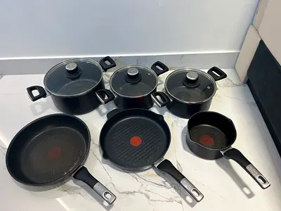 Tefal Non-Stick Cookware Set – 6 Pieces + Glass Lids