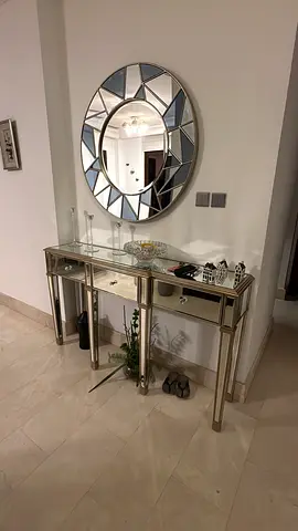Mirrored Console Table with Decorative Mirror