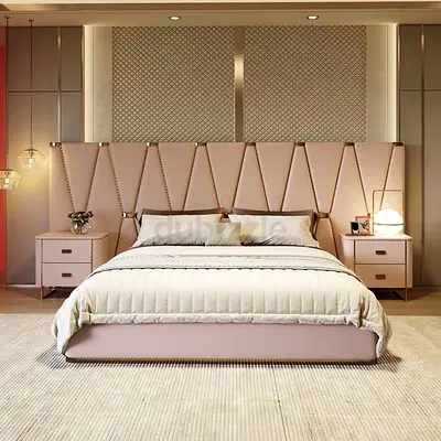 Modern luxury 200*200 super king size bed with two side tables