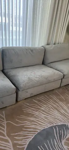 Light grey modular fabric sofa - comfortable three-seater section
