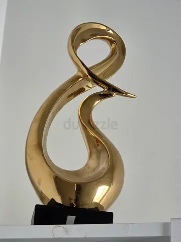 Brass Abstract Curved Sculpture - Mid-Century Style Decorative Piece