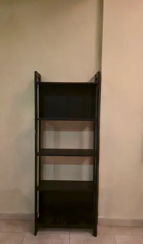 Dark brown/ black 5-tier wooden bookshelf - slim tall unit