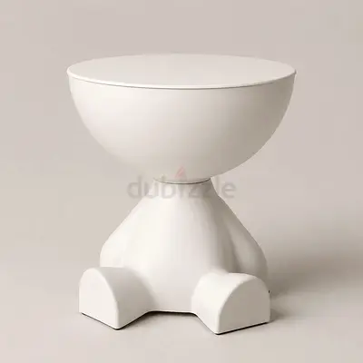 Modern White Sculptural Side Table / Accent Table