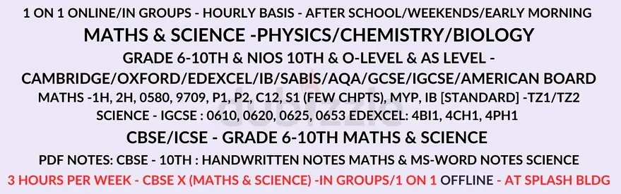 TEACHER AVAILABLE FOR MATHS SCIENCE | Grade 6-10th | O-level & AS level | 1 student at a time ONLINE