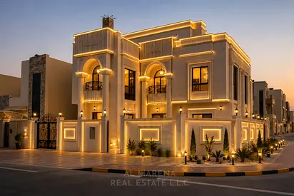 Luxury villa for sale in Al Zahia | Corner plot | 6 master bedrooms | Swimming pool and rooftop | Registration and ownership fees included