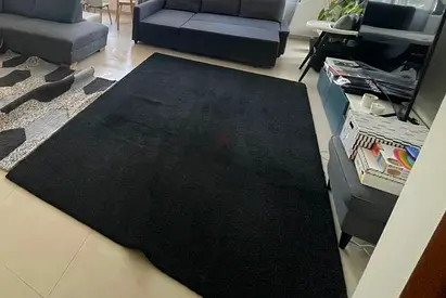 IKEA STOENSE - Large Black Solid Wool-Look Area Rug — Excellent Condition