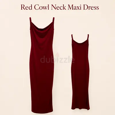 Red Cowl Neck Maxi Dress 👗 ❤️