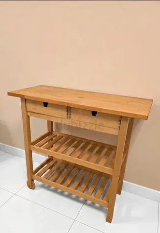 Solid Wood Kitchen Island Cart with Two Drawers and Shelves . Only used for two days after purchase.